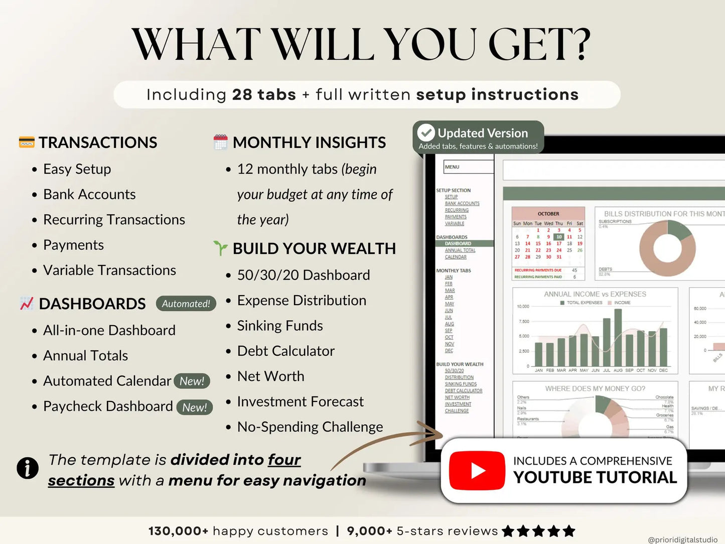 Track spending, pay off debt, and grow your savings with one simple budgeting system built for Excel & Google Sheets.