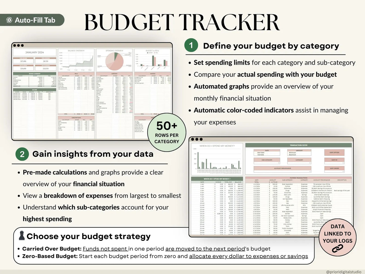 Track spending, pay off debt, and grow your savings with one simple budgeting system built for Excel & Google Sheets.