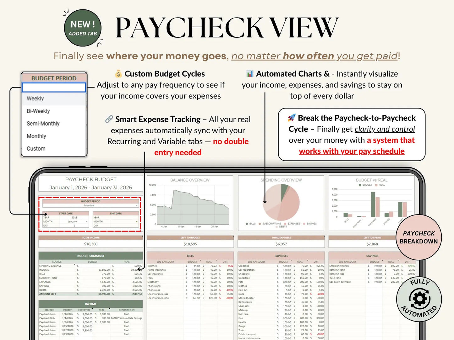 Track spending, pay off debt, and grow your savings with one simple budgeting system built for Excel & Google Sheets.